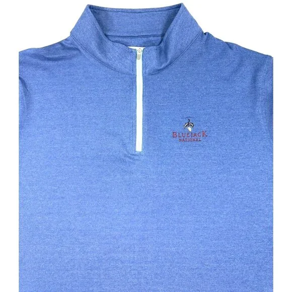 Peter Millar Bluejack National Golf Club 1/4 Zip Perth Sweater Mens Sz 2XL Blue